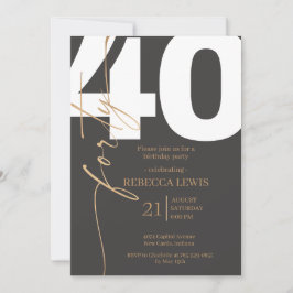 Elegant Modern Calligraphy 40th Adult Birthday Inbjudningar