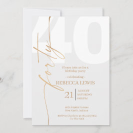 Elegant Modern Calligraphy 40th Adult Birthday Inbjudningar
