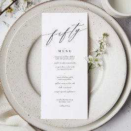 Elegant Modern Calligraphy 50 Birthday Menu Meny