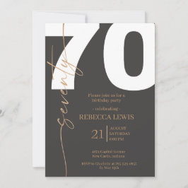 Elegant Modern Calligraphy 70th Adult Birthday Inbjudningar