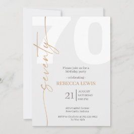 Elegant Modern Calligraphy 70th Adult Birthday Inbjudningar