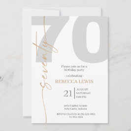 Elegant Modern Calligraphy 70th Adult Birthday Inbjudningar
