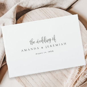 Elegant Modern Calligraphy Black and White Bröllop Gästböcker