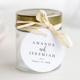 Elegant Modern Calligraphy Black and White Bröllop Gåvor Etiketter