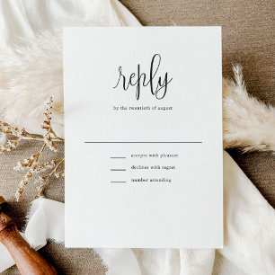 Elegant Modern Calligraphy Black and White Bröllop OSA Kort