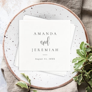 Elegant Modern Calligraphy Black and White Bröllop Pappersservett