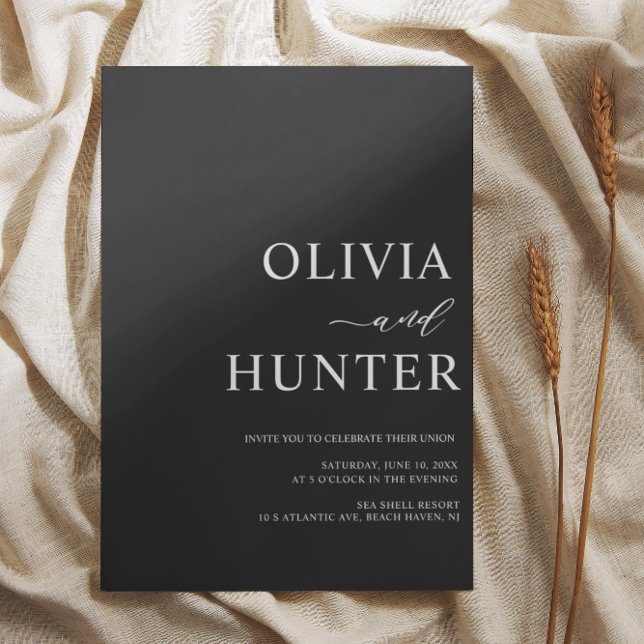 Elegant Modern Calligraphy Black Bröllop Inbjudningar (Skapare uppladdad)