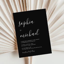 Elegant Modern Calligraphy Black & White Bröllop Inbjudningar