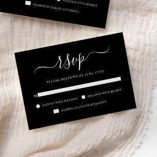Elegant Modern Calligraphy Black & White Bröllop OSA Kort