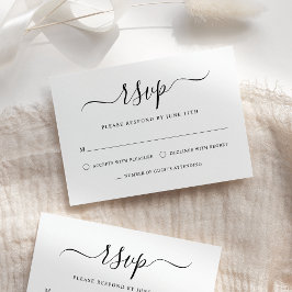 Elegant Modern Calligraphy Black & White Bröllop OSA Kort