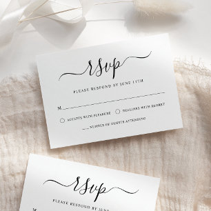 Elegant Modern Calligraphy Black & White Bröllop OSA Kort