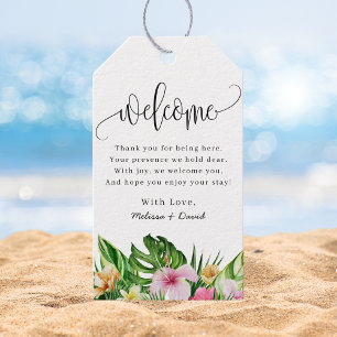 Elegant Modern Calligraphy Blommigt Bröllop Välkom Presentetikett