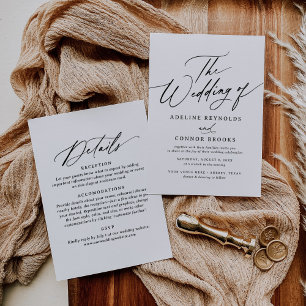 Elegant Modern Calligraphy Bröllop All in One Inbjudningar