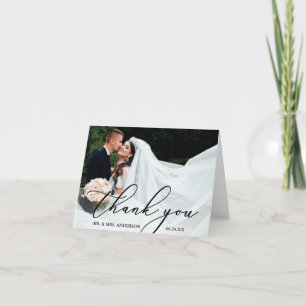Elegant Modern Calligraphy Bröllop Note Tack Kort