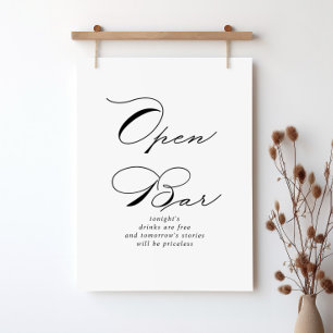 Elegant Modern Calligraphy Bröllop Open Pub-tecken Poster