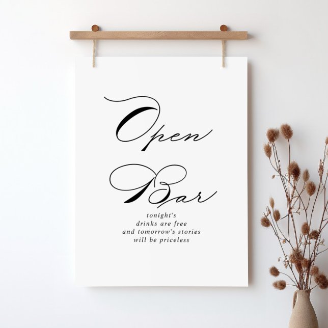 Elegant Modern Calligraphy Bröllop Open Pub-tecken Poster (Skapare uppladdad)