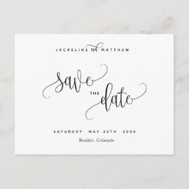 Elegant Modern Calligraphy Bröllop spara datum Vykort