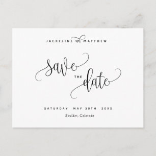 Elegant Modern Calligraphy Bröllop spara datum Vykort