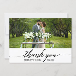 Elegant Modern Calligraphy Bröllop Tack Kort