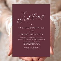 Elegant Modern Calligraphy Burgundy Bröllop