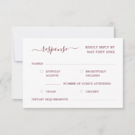 Elegant Modern Calligraphy Burgundy Red Bröllop OSA Kort