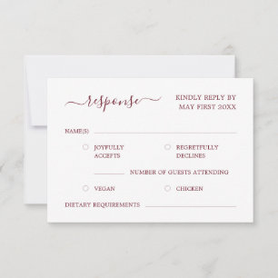 Elegant Modern Calligraphy Burgundy Red Bröllop OSA Kort