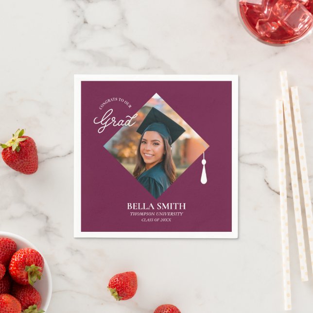Elegant Modern Calligraphy Custom Graduation Photo Pappersservett (Insitu)