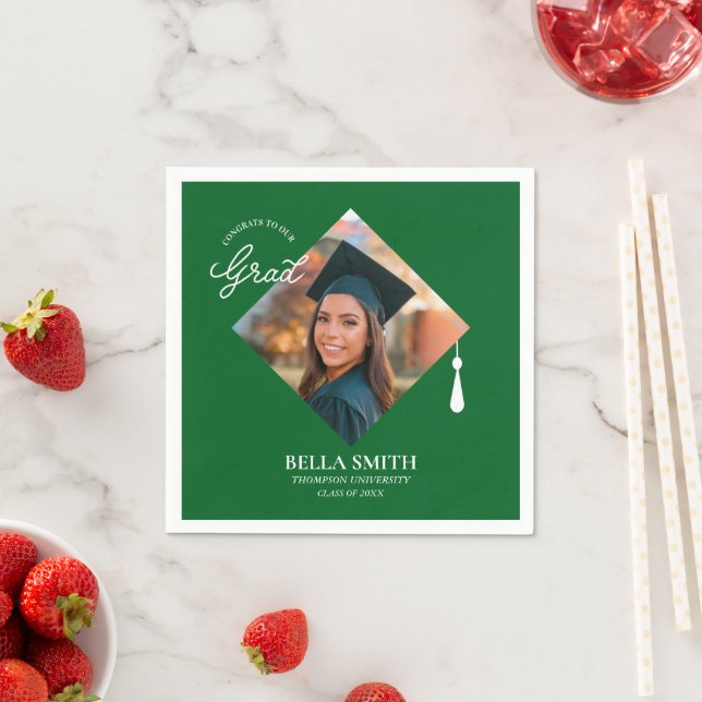 Elegant Modern Calligraphy Custom Graduation Photo Pappersservett (Insitu)
