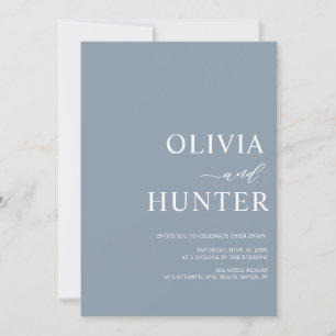 Elegant Modern Calligraphy Dusty Blue Bröllop Inbjudningar