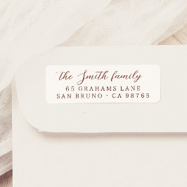 Elegant Modern Calligraphy Family Namn Red Returadress Etikett