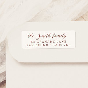 Elegant Modern Calligraphy Family Namn Red Returadress Etikett