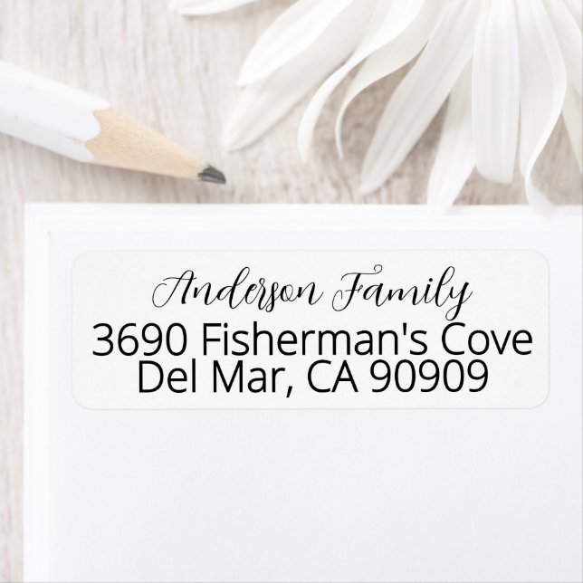 Elegant Modern Calligraphy Family Namn Returadress Etikett (Insitu)
