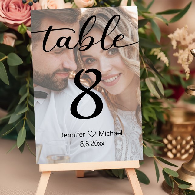 elegant modern calligraphy-fotoflik med bröllop av bordsnummer (Skapare uppladdad)