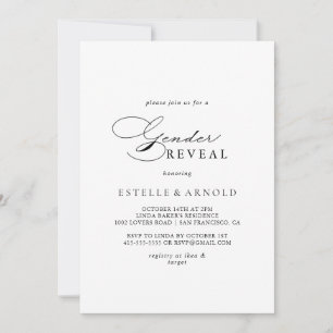 Elegant Modern Calligraphy Gender Reveal Party Inbjudningar