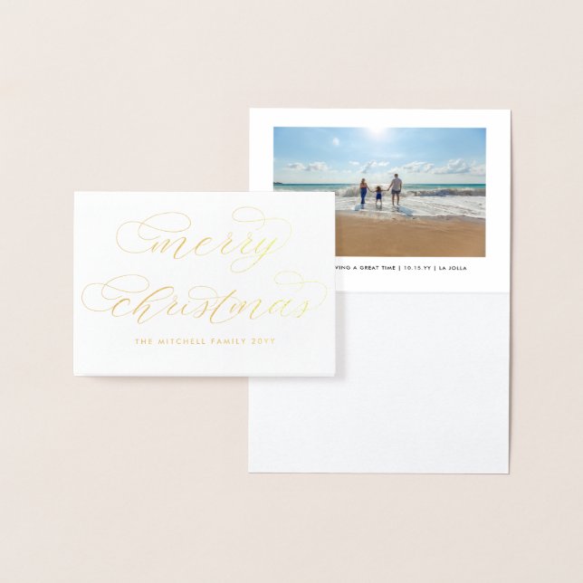 Elegant Modern Calligraphy God jul Folierat Kort (Display)