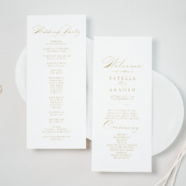 Elegant Modern Calligraphy Guld Bröllopsprogram Program