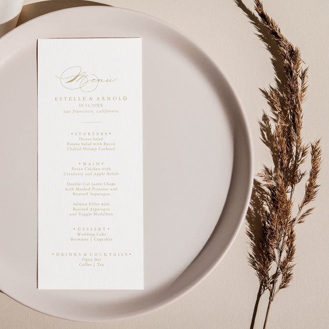 Elegant Modern Calligraphy Guld Dinner Menu Meny (Skapare uppladdad)