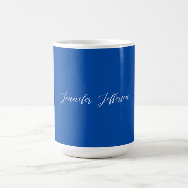 Elegant Modern Calligraphy Namn Professionell Blue Kaffemugg (Center)
