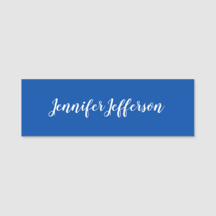 Elegant Modern Calligraphy Namn Professionell Blue Namnbricka
