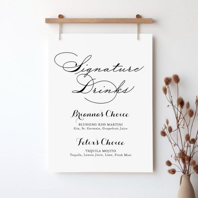 Elegant Modern Calligraphy Namnteckning Drinks Sig Poster (Skapare uppladdad)