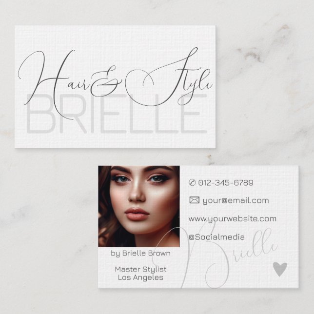 Elegant Modern Calligraphy Namnteckning fotobild Visitkort (Fram/baksida)