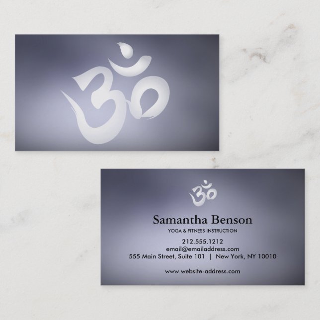 Elegant Modern Calligraphy Om Logotyp Yoga Visitkort (Fram/baksida)