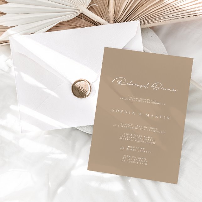 Elegant Modern Calligraphy Rehearsal Dinner Invita Inbjudningar (Skapare uppladdad)
