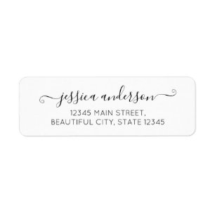 Elegant Modern Calligraphy Script Black Grått Returadress Etikett