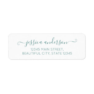 Elegant Modern Calligraphy Script Chic Sjö, Grön Returadress Etikett