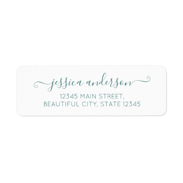 Elegant Modern Calligraphy Script Chic Sjö Grönt Returadress Etikett (Framsidan)