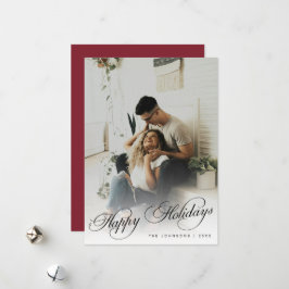 Elegant Modern Calligraphy Script Christmas Photo Julkort