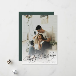 Elegant Modern Calligraphy Script Christmas Photo Julkort