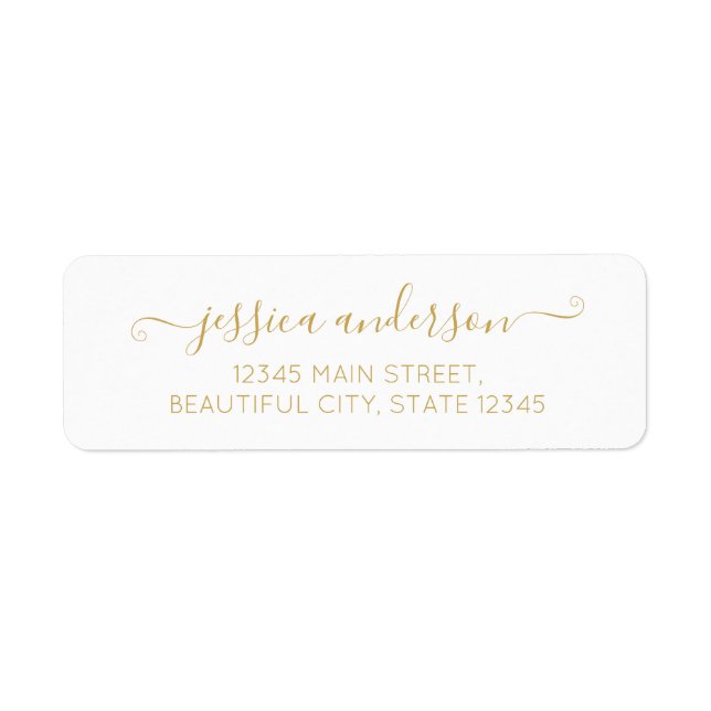 Elegant Modern Calligraphy Script Classic Guld Returadress Etikett (Framsidan)