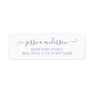 Elegant Modern Calligraphy Script Lila Violet Returadress Etikett